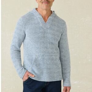 Faherty Blue Herringbone Men's Sweater